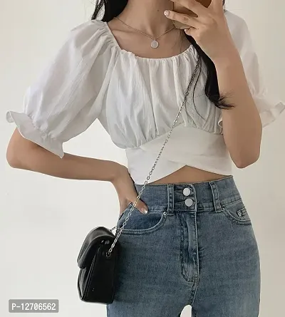 Classic Cotton Solid Crop Top for Women-thumb4