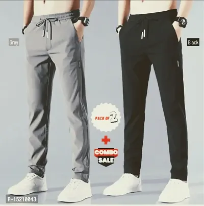 Fancy Lycra Track Pants For Men Pack Of 2-thumb0