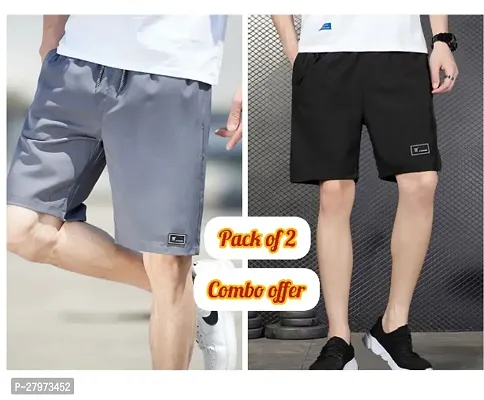 Mens Lycra Full Elastic Sport Wear Stretchable Short Combo Pack of 2-thumb0