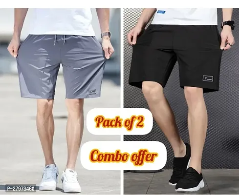 Mens Lycra Full Elastic Sport Wear Stretchable Short Combo Pack of 2