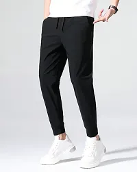 Black Polyester Regular Track Pants For Men-thumb1