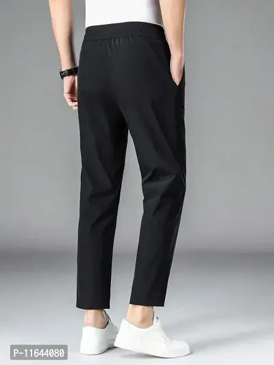 Black Polyester Regular Track Pants For Men-thumb4