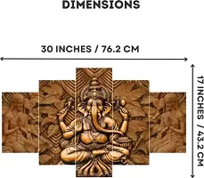 Ganesha Religious 5 Piece Panel MDF Painting Digital Reprint 17 inch x 30 inch Painting  (With Frame, Pack of 5)-thumb1