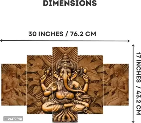 Ganesha Religious 5 Piece Panel MDF Painting Digital Reprint 17 inch x 30 inch Painting  (With Frame, Pack of 5)-thumb2