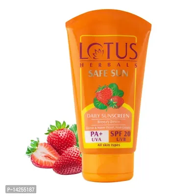 Lotus Herbals Safe Sun Sunscreen Cream Non-Greasy Sweat  Water Resistant PA+ SPF-20 (50g)