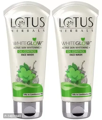 Lotus Herbals WhiteGlow Active Skin Whitening + Oil Control Face Wash (100gm each)-thumb0