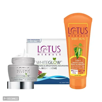 Lotus Herbals Whiteglow Night Cream (60 gm)  Sunscreen (50 gm) Combo-thumb0