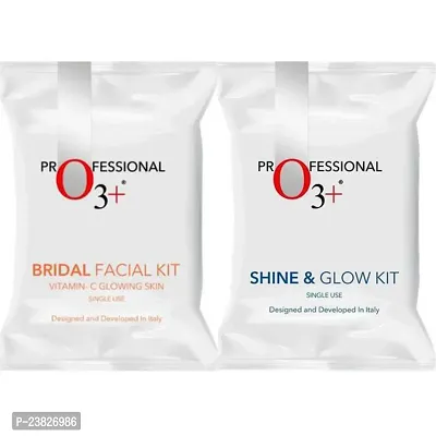 O3+ Bridal Facial Kit Vitamin C Glowing Skin (67gm+69ml) +O3+ Shine  Glow Facial Kit For Instant Glow (32gm+6ml) Pack of 2