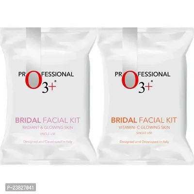 O3+ Bridal Facial Kit for Radiant  Glowing Skin (54gm+66ml) + O3+ Bridal Facial Kit Vitamin C Glowing Skin (67gm+69ml) Pack of 2