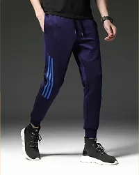 Navy Blue Polyester Joggers For Men-thumb1
