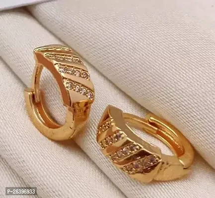 Shimmering Golden Brass American Diamond Studs For Women-thumb0