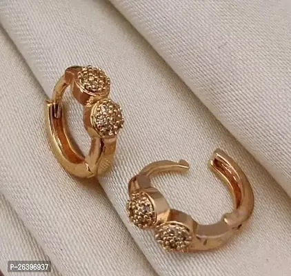 Shimmering Golden Brass American Diamond Studs For Women