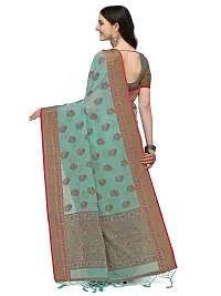 Party Wear Cerulean Colour Woven Silk Embelished Work Festival Saree-thumb2