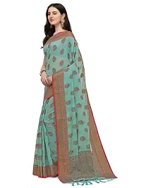 Party Wear Cerulean Colour Woven Silk Embelished Work Festival Saree-thumb1