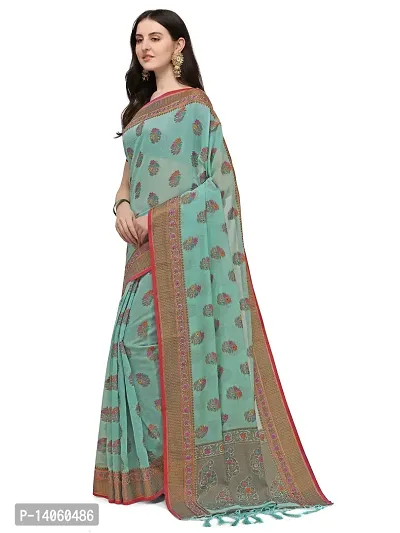 Party Wear Cerulean Colour Woven Silk Embelished Work Festival Saree-thumb2