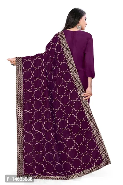 Wine Color Velvet Dupatta-thumb4