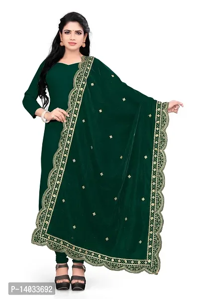 Green Color Velvet Dupatta-thumb2