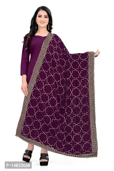 Wine Color Velvet Dupatta-thumb2