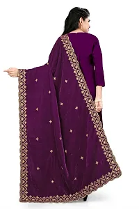 Wine Color Velvet Dupatta-thumb3