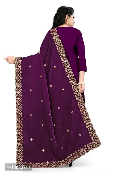 Wine Color Velvet Dupatta-thumb4