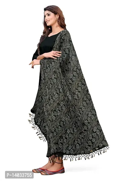 Black Color Poly Georgette Dupatta-thumb3