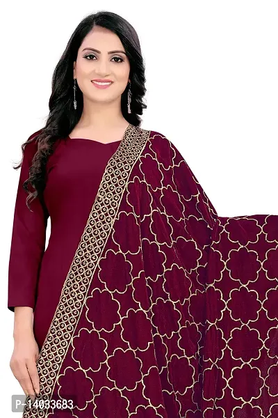 Maroon Color Velvet Dupatta-thumb0