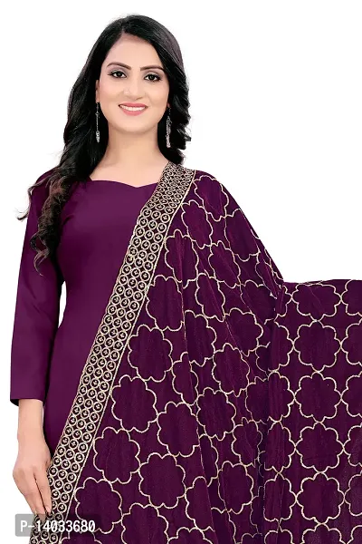 Wine Color Velvet Dupatta-thumb0