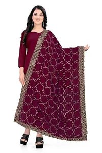 Maroon Color Velvet Dupatta-thumb1