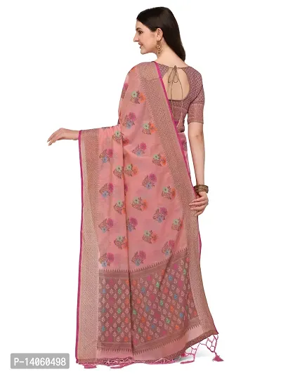 Party Wear Pink Colour Woven Silk Embelished Work Festival Saree-thumb3