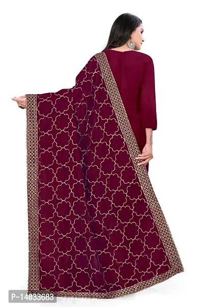 Maroon Color Velvet Dupatta-thumb4