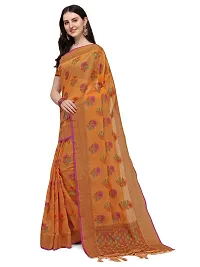 Party Wear Orange Colour Woven Silk Embelished Work Festival Saree-thumb1