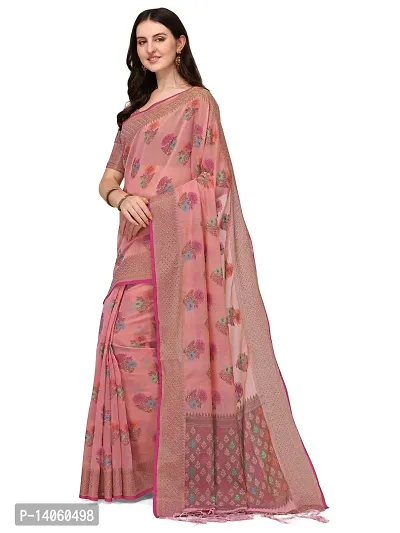 Party Wear Pink Colour Woven Silk Embelished Work Festival Saree-thumb2