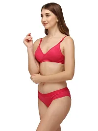 Snallparts Bra and Panty Set Plain Cotton for Women and Girls Lingerie Set for Comfortable Fit (34, Maroon-Skin-Pink)-thumb2