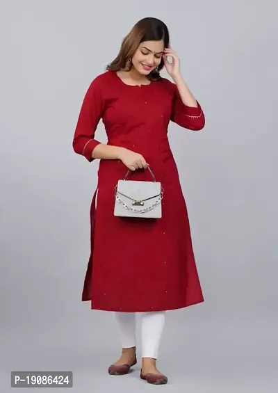 Stylish A-Line Solid Cotton Kurti For Women-thumb0