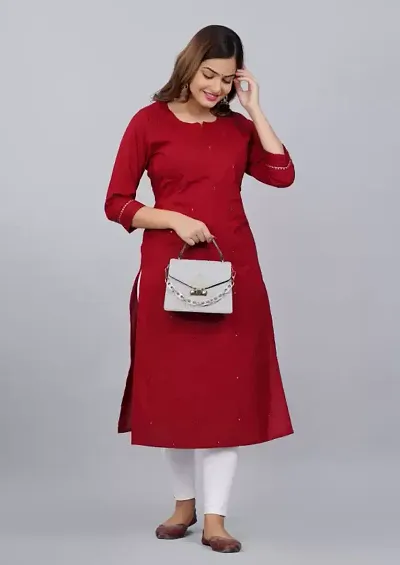 Stylish A-Line Solid Cotton Kurti For Women