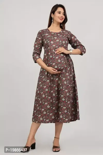 Stylish A-Line Printed Cotton Maternity Kurti For Women