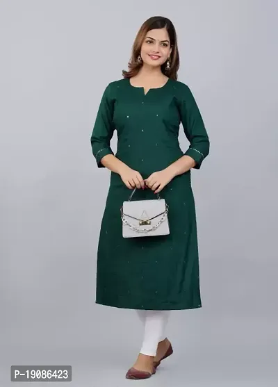 Stylish A-Line Solid Cotton Kurti For Women-thumb0