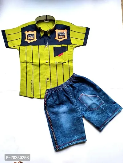 S R Fashion Boys Cotton Stylish Shirt Pant Set-thumb0