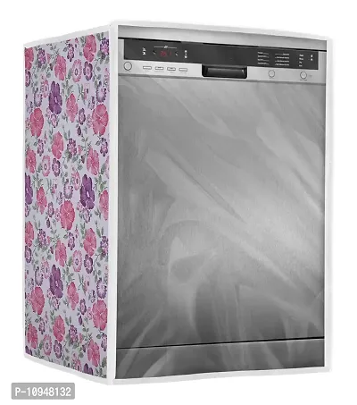 Classic Dishwasher Cover Suitable for LG of 12, 13, 14, 15 Place Setting (63X63X81CMS, White & Pink Flower)-thumb0