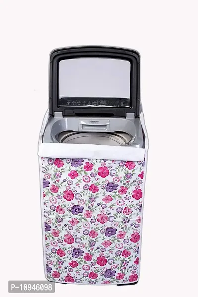 Classic? Top Load Washing Machine Cover Suitable for Samsung Back Panel 6.2 Kg, 6.5 Kg, 7.0 Kg, 7.2 Kg, 7.5 Kg (55cms X 55cms X 92cms) White & Pink Flower