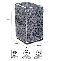 Classic? Top Load Washing Machine Cover Suitable for Samsung Back Panel 16 Kg (65cms X 64cms X 110cms) Black Flower-thumb3