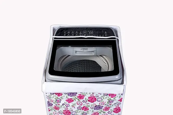 Classic? Top Load Washing Machine Cover Suitable for Samsung Back Panel 6.2 Kg, 6.5 Kg, 7.0 Kg, 7.2 Kg, 7.5 Kg (55cms X 55cms X 92cms) White & Pink Flower-thumb5