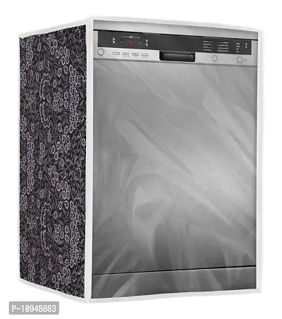 Classic Dishwasher Cover Suitable for LG of 12, 13, 14, 15 Place Setting (63X63X81CMS, Black Flower)