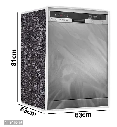 Classic Dishwasher Cover Suitable for Onida of 12, 13, 14, 15 Place Setting (63X63X81CMS, Black Flower)-thumb4