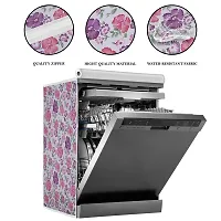 Classic Dishwasher Cover Suitable for Godrej of 12, 13, 14, 15 Place Setting (63X63X81CMS, White  Pink Flower)-thumb1