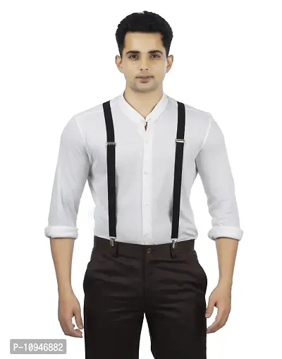 SH Retail Men's Elastic Suspenders Belt (Black, Free Size)-thumb0