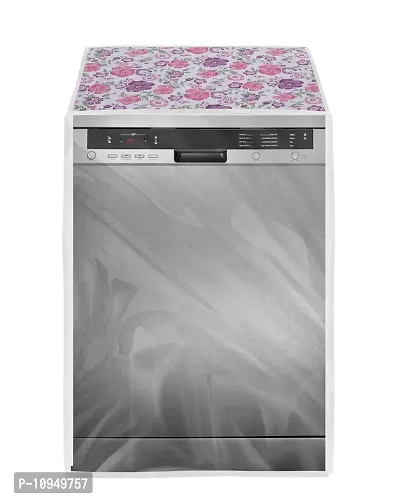 Classic Dishwasher Cover Suitable for Godrej of 12, 13, 14, 15 Place Setting (63X63X81CMS, White  Pink Flower)-thumb5