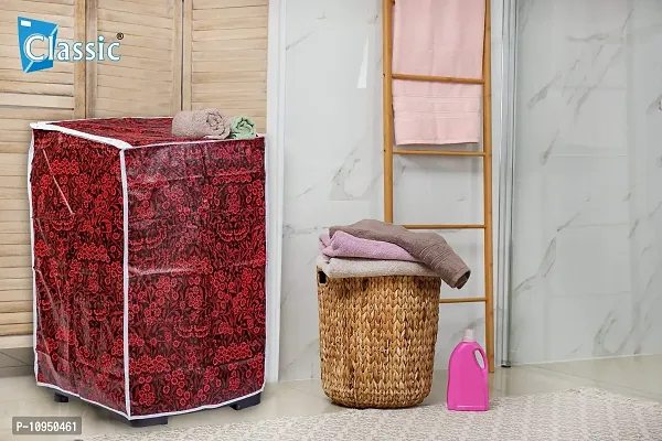 Classic? Top Load Washing Machine Cover Suitable for Bosch Back Panel 6.5 Kg, 7.0 Kg (56X57X95 CMS, Red Flower)-thumb3