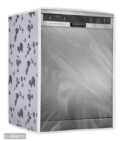 Classic Dishwasher Cover Suitable for Whirlpool of 12, 13, 14, 15 Place Setting (63X63X81CMS, Half White  Grey)-thumb0