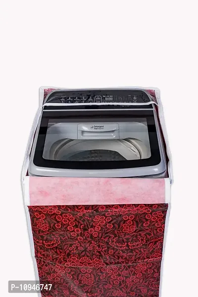 Classic? Top Load Washing Machine Cover Suitable for Samsung Back Panel 8 Kg, 8.5 Kg, 9.0 Kg, 10 Kg (63cms X 63cms X 93cms) Red Flower-thumb5